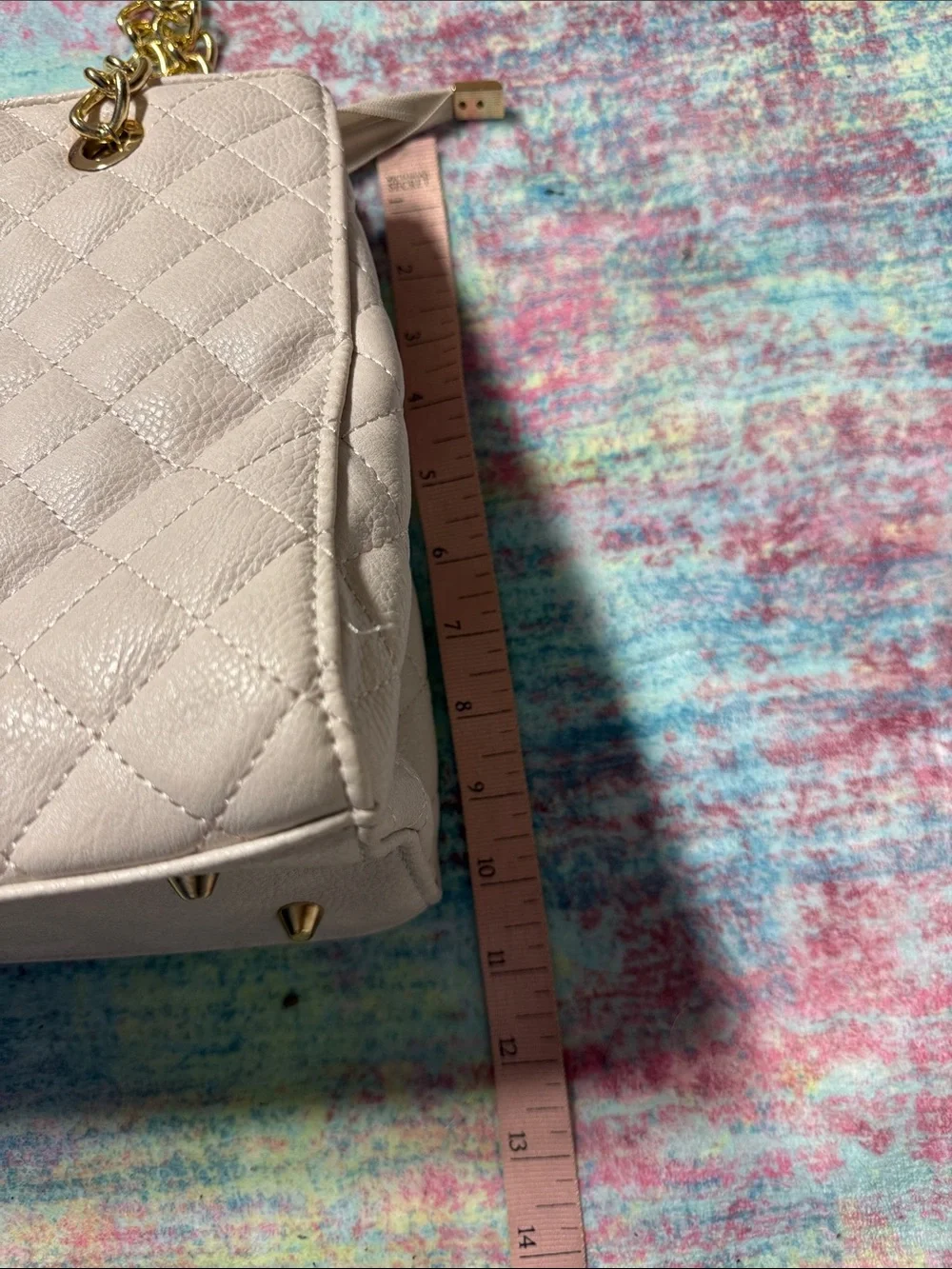 Montana West Quilted Shoulder Bag in Pale Pink with Gold Chain Handles